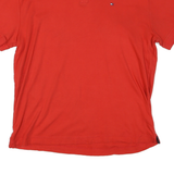 TOMMY HILFIGER Mens Red Cotton Blend Short Sleeve Polo Shirt L Classic Fit Logo