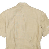 Womens Beige Linen Blend Button Short Sleeve Tailored Jacket XS Plain Summer