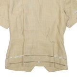 Womens Beige Linen Blend Button Short Sleeve Tailored Jacket XS Plain Summer