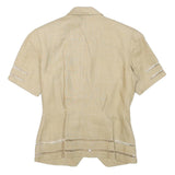 Womens Beige Linen Blend Button Short Sleeve Tailored Jacket XS Plain Summer