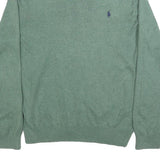 POLO RALPH LAUREN Mens Green Plain V-Neck Basic Knit Jumper M Cotton Classic