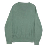 POLO RALPH LAUREN Mens Green Plain V-Neck Basic Knit Jumper M Cotton Classic