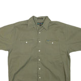 COLOURS Mens Green Short Sleeve Shirt L Casual Cotton Blend Button Pocket