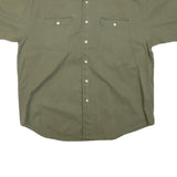 COLOURS Mens Green Short Sleeve Shirt L Casual Cotton Blend Button Pocket