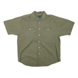 COLOURS Mens Green Short Sleeve Shirt L Casual Cotton Blend Button Pocket