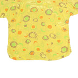 LEMON Womens Yellow Printed Basic Short Sleeve Collared Shirt S Bright Summer