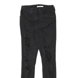 LEVI'S 721 Womens Jeans Black Slim Skinny Denim W27 L28 Distressed Rips