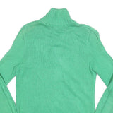 RALPH LAUREN SPORT Mens Green Cotton Patterned Jumper Full Zip Cable Knit S