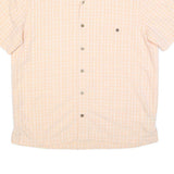 ISLAND SHORES Mens Peach & White Check Shirt XL Summer Casual Short Sleeve