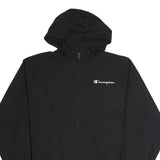 CHAMPION Mens Black Zip Hooded Jacket XL Polyester Plain Sportswear Casual