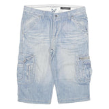 KENZARRO Mens Shorts Blue Cargo Denim 2XL W35 Cotton Blend Casual Length
