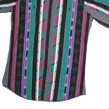 PANHANDLE Mens Black & Green Short Sleeve Striped Shirt M Casual Printed