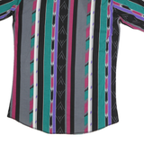 PANHANDLE Mens Black & Green Short Sleeve Striped Shirt M Casual Printed