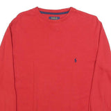 POLO RALPH LAUREN Mens Red & Navy Logo Long Sleeve Crew Neck T-Shirt M Cotton