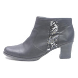 RIEKER Womens Black Leather Ankle Boots UK 9 Sequins Detail Comfortable Stylish