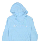 CHAMPION Womens Blue Pullover Hoodie S Long Sleeve Drawstring Band Collar Casual