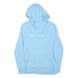 CHAMPION Womens Blue Pullover Hoodie S Long Sleeve Drawstring Band Collar Casual
