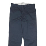 DICKIES Mens Cotton Blend Navy Regular Straight Trousers W38 L32 Workwear Zip