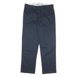 DICKIES Mens Cotton Blend Navy Regular Straight Trousers W38 L32 Workwear Zip