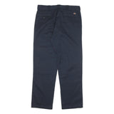 DICKIES Mens Cotton Blend Navy Regular Straight Trousers W38 L32 Workwear Zip