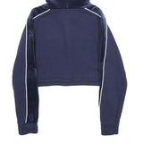 FILA Womens Navy Blue Velvet Panel Pullover Hoodie XXS Cropped Sweatshirt
