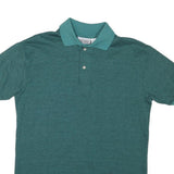 KNIGHTSBRIDGE Mens Green Short Sleeve Chevron Polo Shirt M Cotton Blend Casual