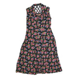 Womens Black Floral Sleeveless Day Polyester Dress Size L Button Front