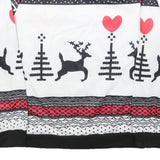 Womens White Black & Red Pattern Sweatshirt Crew Neck M Christmas Holiday