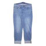 TOMMY HILFIGER Womens Slim Blue Denim Light Wash Jeans W34 L27 Cuffed Hem
