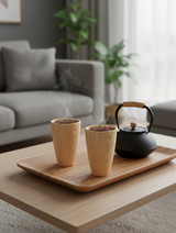 Anygleam Light Brown Wooden Tea Japanese Cups Kitchen Tools Accessories
