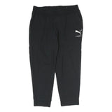 PUMA Mens Joggers Black L W30 L25 Slim Tapered Logo Print Pockets