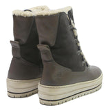 TAMARIS Womens Lace-Up Ankle Boots Grey & Black Synthetic UK 5 Winter Warmth