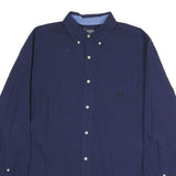 CHAPS Mens Navy Blue Check Shirt L Button-Down Collar Long Sleeve Casual Cotton