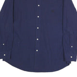 CHAPS Mens Navy Blue Check Shirt L Button-Down Collar Long Sleeve Casual Cotton