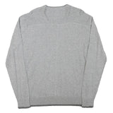 JACK AND JONES Mens Grey Core Patterned Cotton Blend V-Neck Jumper XL Casual
