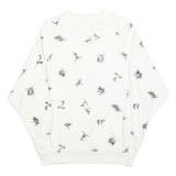 CHARLES VOGELE Womens White Ski Print Crew Neck M Cotton Blend Sweatshirt