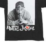 POETIC JUSTICE Mens Black Graphic T-Shirt M Short Sleeve Crew Neck Casual Cotton