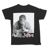 POETIC JUSTICE Mens Black Graphic T-Shirt M Short Sleeve Crew Neck Casual Cotton