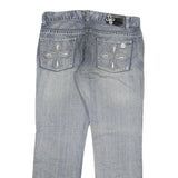 URBAN HERTITAGE Mens Blue Regular Straight Denim Light W36 L31 Distressed Cotton