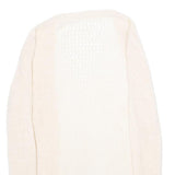 CHICOREE Womens Cream Open Front Plain Knit Pullover Jumper M Soft Casual