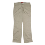 DICKIES Womens Regular Fit Beige Cotton Blend Zip Trousers W34 L31 Workwear