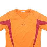 JACK WOLFSKIN Womens Orange & Burgundy Modern T-Shirt S Short Sleeve V-Neck