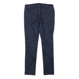 DKNY Womens Slim Blue Denim Jeans W31 L30 Floral Print Cotton Blend Zip