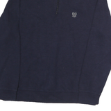 CHAPS Mens Navy Zip Neck Sweatshirt M Embroidered Logo Cotton Pullover