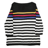 PAPAYA Womens Black & White Striped Patterned Jumper Round Neck Basic Knit UK 16