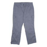 LL BEAN Womens Cotton Regular Cargo Grey Trousers W36 L31 Practical Zip Closure