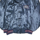 BUD LIGHT OFFICIAL PRODUCT Mens Blue Satin Button Jacket XL Polyester Blend Logo