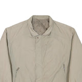 Mens Beige Polyester Blend Casual Zip Jacket L Plain Lightweight Warm