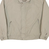 Mens Beige Polyester Blend Casual Zip Jacket L Plain Lightweight Warm