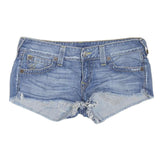 TRUE RELIGION Womens Denim Blue Cut-Off Shorts L W36 Distressed Style